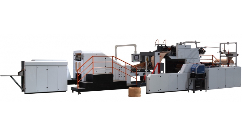 Blockbodenbeutelmaschine für Papierbeutel mit Kordelhenkeln (Vollautomatik)